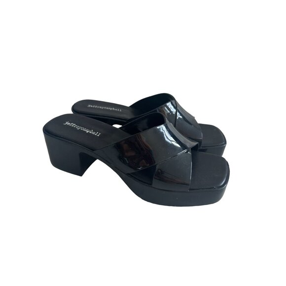 JEFFREY CAMPBELL Black Platform Slide Sandals Size 9 - Picture 3 of 8
